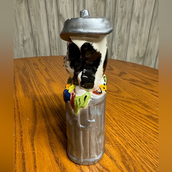 Vintage Ceramaster Kitty Cat in Trash Can Ceramic Coin Piggy Bank 7.5" - Picture 6 of 8